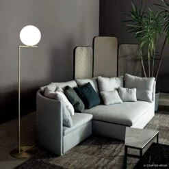FLOS IC F2 Floor Lamp, Brushed Brass -Flos Sales Store 3510298 3
