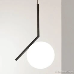 FLOS IC S1 Designer Hanging Light, Black Ø 20 Cm