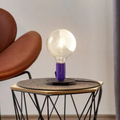 FLOS Lampadina LED Table Lamp Purple, Black Base