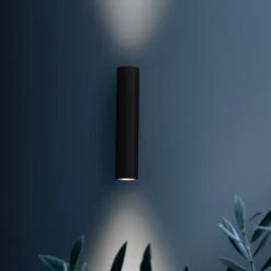 FLOS Flauta Spiga 1 Outdoor Wall Lamp 2,700K Black