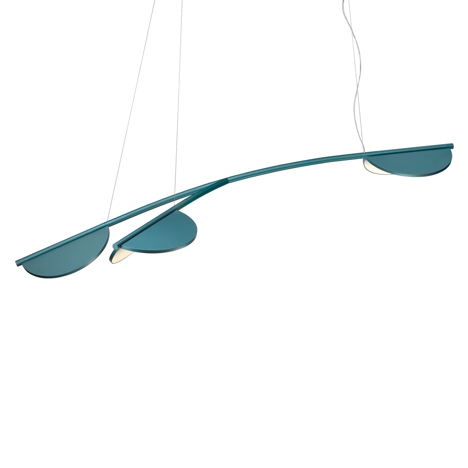 FLOS Almendra Organic Hanging 3-bulb Long Blue 3 FLOS Almendra Organic Hanging 3-bulb Long Blue